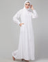 Chic White Hidden Placket front open casual Abaya Side View
